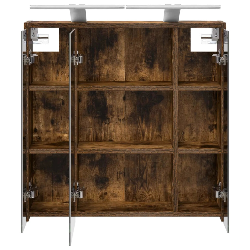 Mobiletto per specchio da bagno Rovere fumé 63,5 x 16 x 62,5 cm 889163