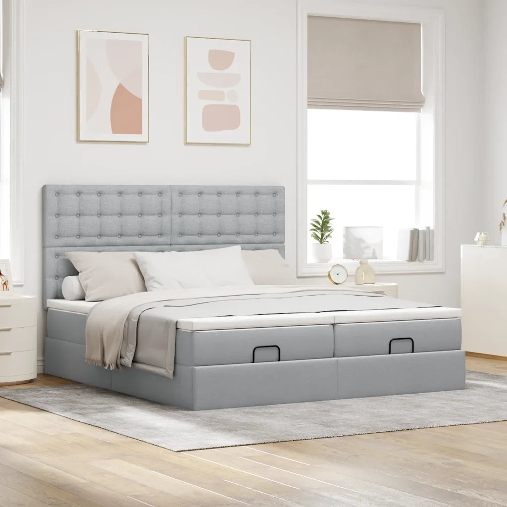 Struttura Letto Pouf con Materassi 160x200 cm in Tessuto 3313727