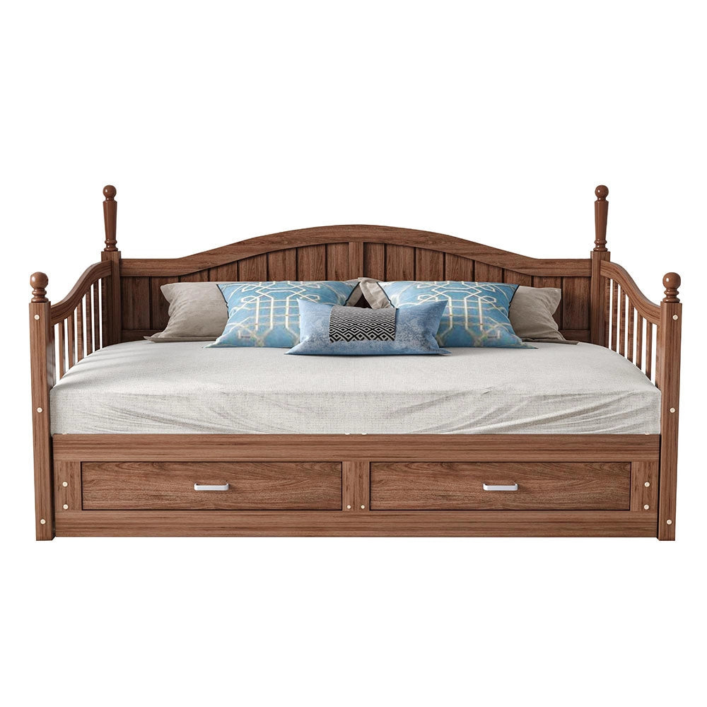 Divano letto massello noce - Xylo - colonne romane, cassetti, doghe