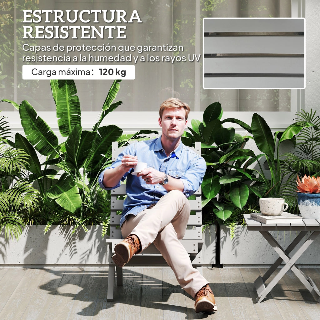 Sedia da Giardino in Legno ¨C zephmum ¨C Grigio 76x48x78 cm