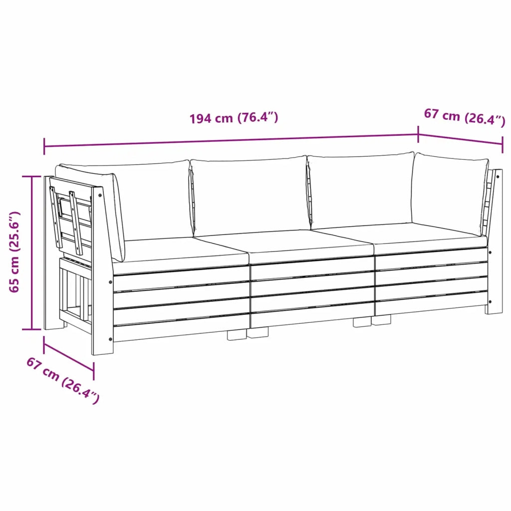 Set di divani da esterno-Sofa da giardino con cuscino 3 Pezzo Marrone 467606