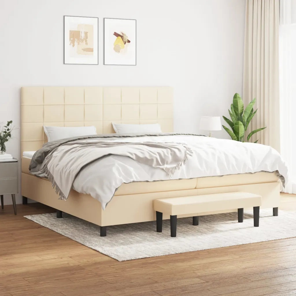 Giroletto a Molle con Materasso Crema 200x200 cm in Tessuto cod mxl 63073