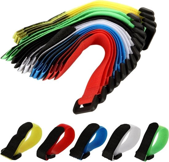 Cinture per cavi in nylon colorato, 6 colori, 60 pezzi, 20 x 2 cm, con chiusura magnetica