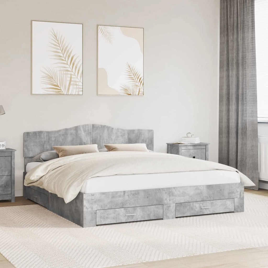 Struttura del letto con testiera Grigio cemento 180 x 200 cm