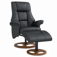 Poltrona Relax con Pouf, Poltrona con Poggiapiedi, Schienale Regolabile, 77 cm x 89 cm x 110 cm, Nero