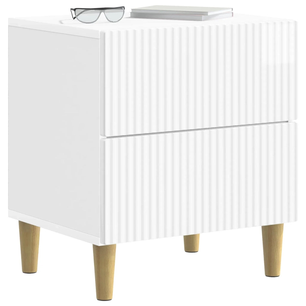 Armadio da Notte 2 pcs Bianco Lucido 43 x 34,5 x 48 cm