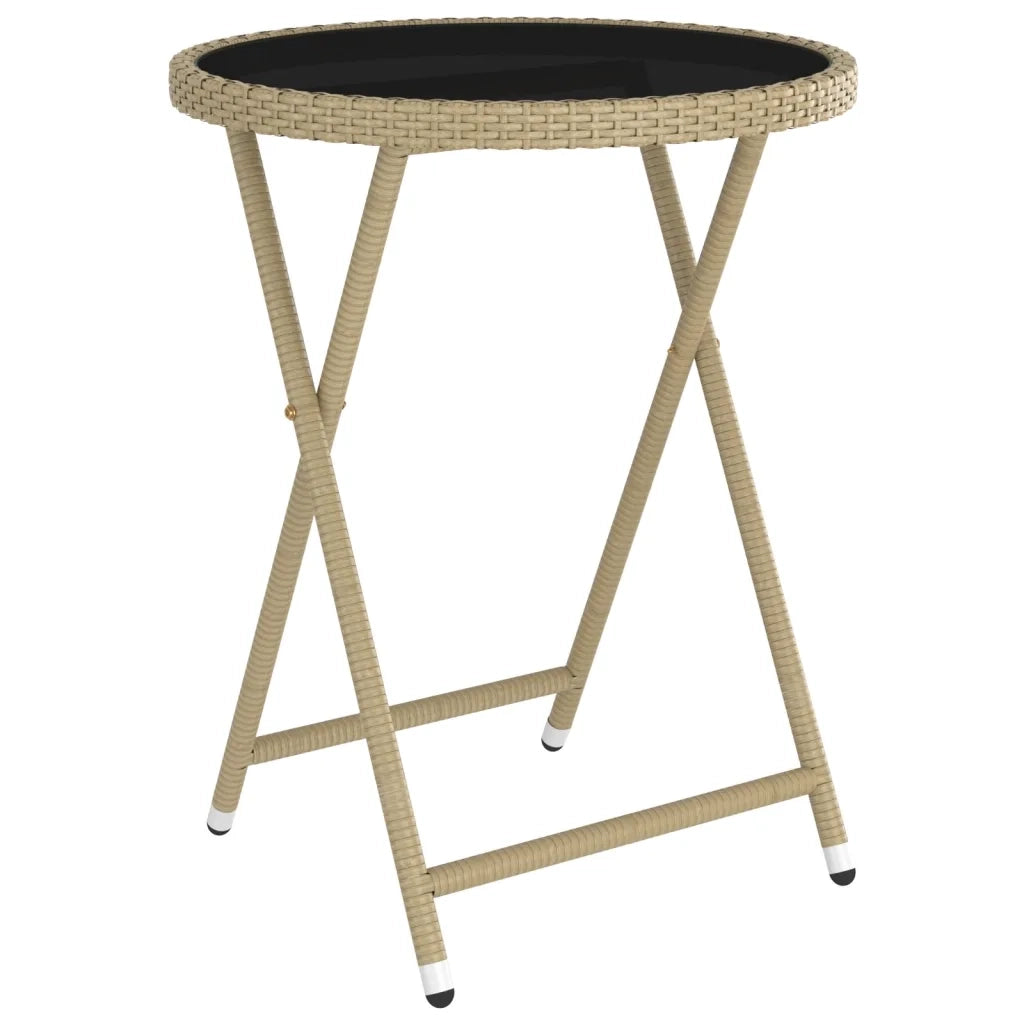 Set Bistrot da Giardino 5 pz | Set Salotto da Giardino Polyrattan e Vetro Temperato Beige