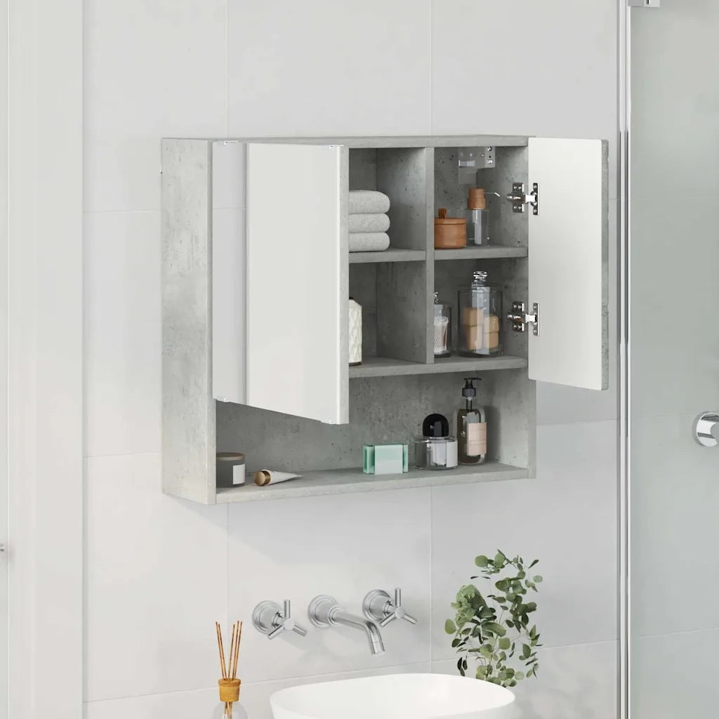 Mobiletto per specchio con porta Grigio cemento 59 x 17 x 55 cm