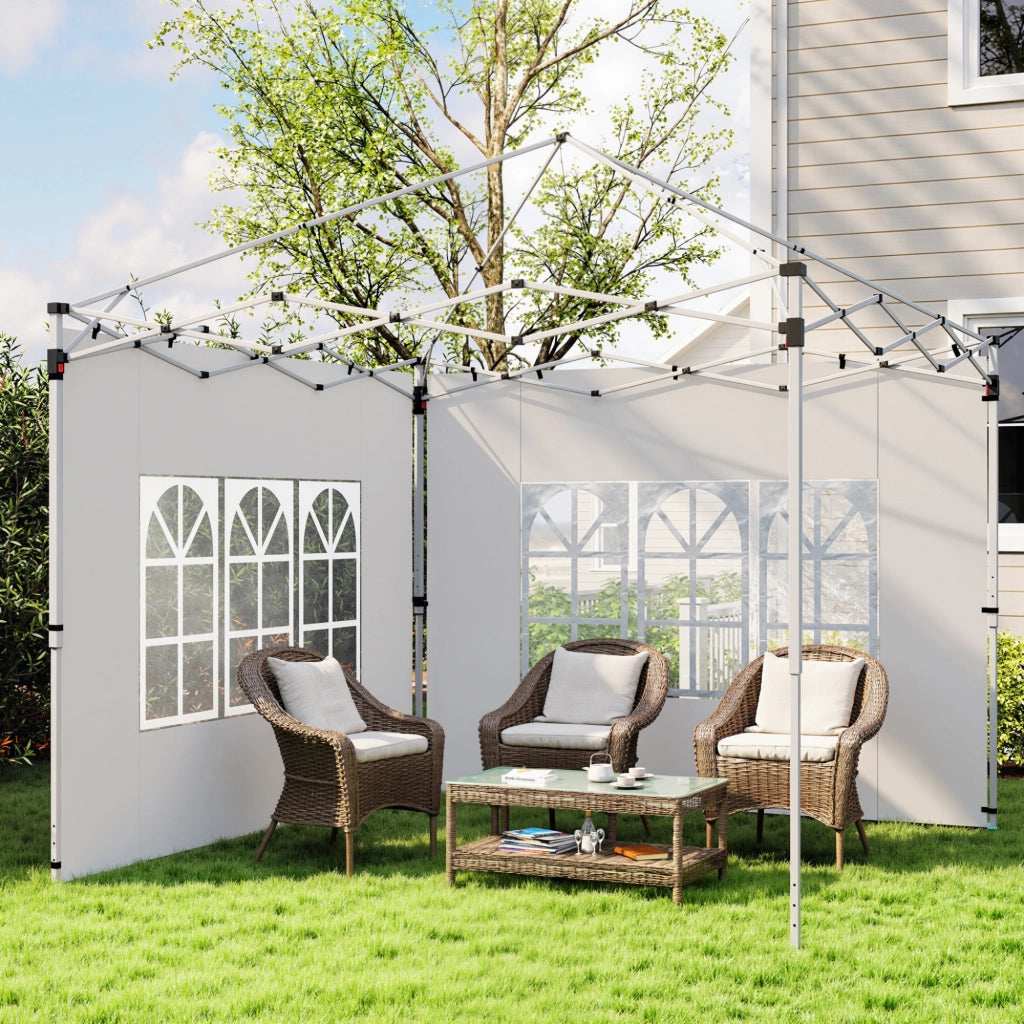 Set 2 pezzi pannelli laterali per gazebo 3x3/3x4 m con finestra ¨C zephmum ¨C bianco impermeabile