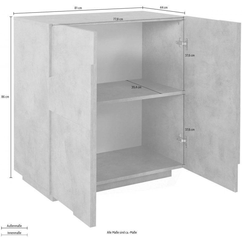 Credenza Ping 80 – 2 ante – Cemento Bronx