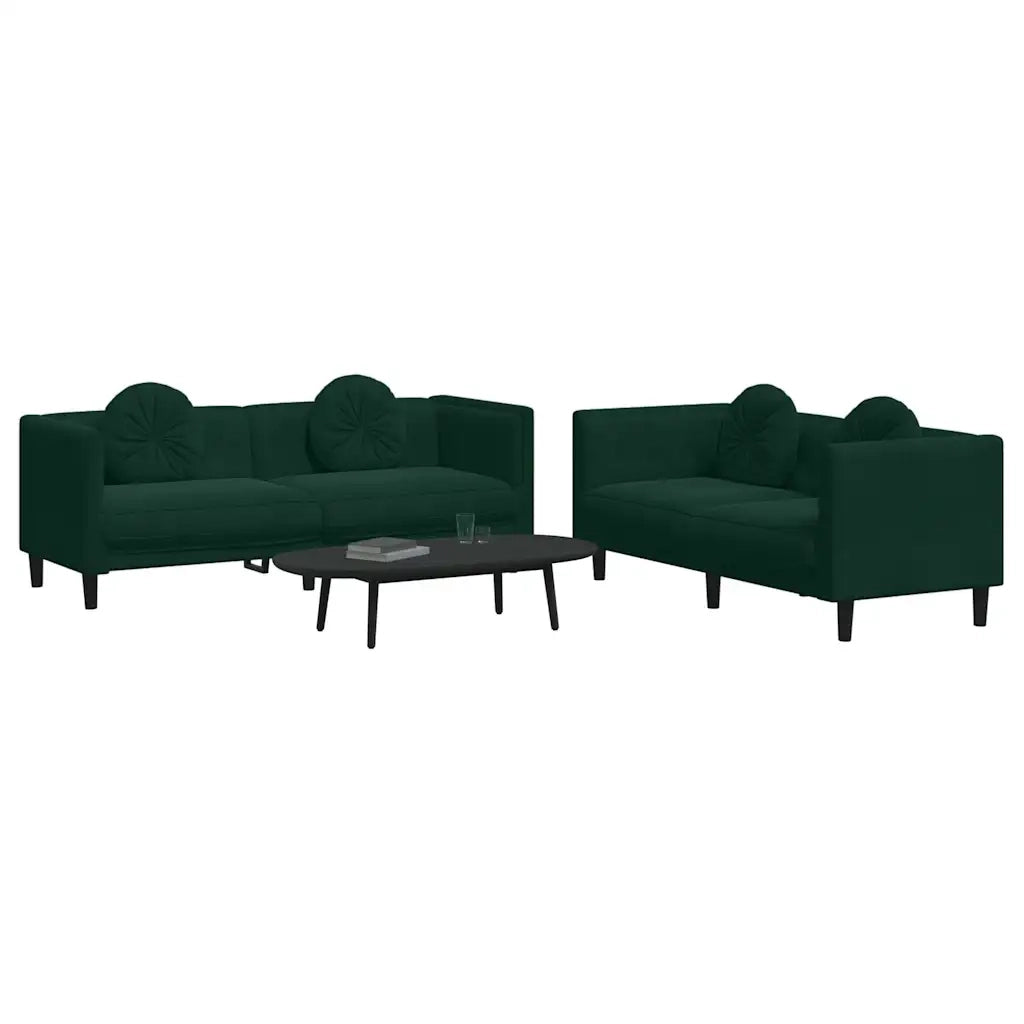 Set di Divani 2 pz con Cuscini Verde Scuro in Velluto 3209259