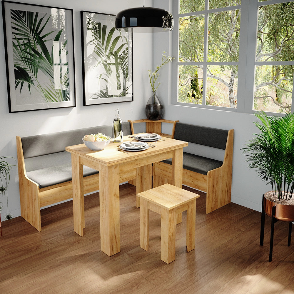Vicco Gruppo panca ad angolo Quercia dorata 136.6 x 60 cm con tavolo