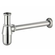 Trade Shop - Scarico Sifone A Bottiglia Lavandino Sotto Lavabo Cromato 1" 1/4 Con Rosone 9373 -