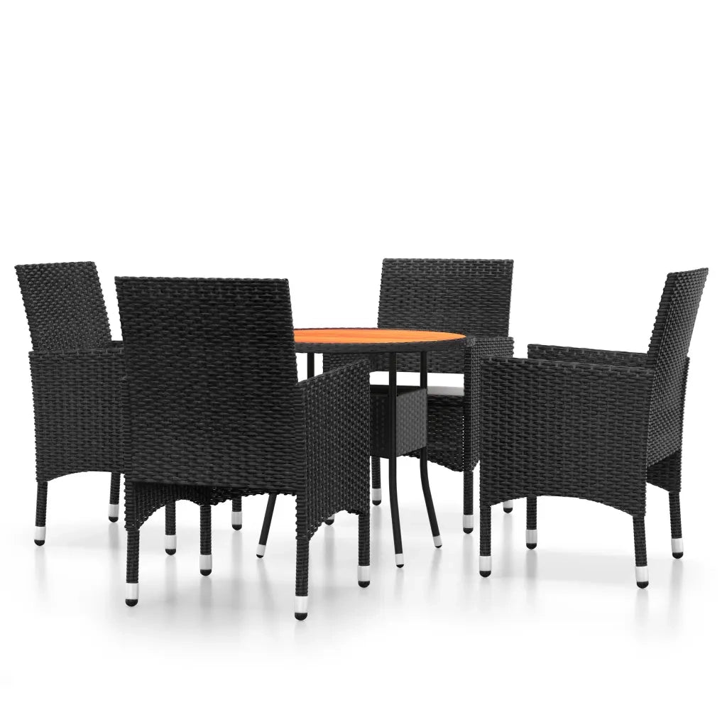 Set da Pranzo per Giardino 5 pz | Set Salotto da Giardino in Polyrattan Nero