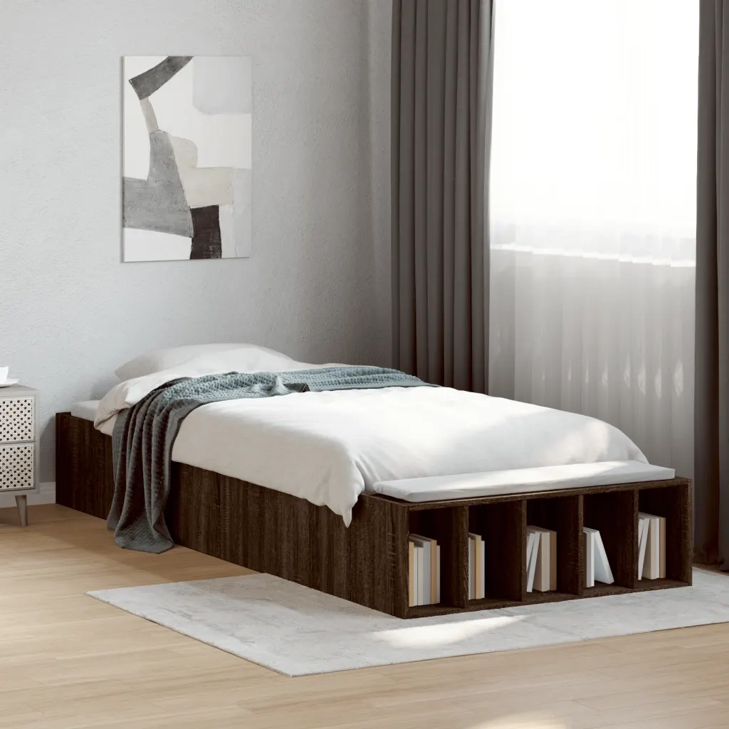 Letto singolo | Letto per adulti | Giroletto Rovere Marrone 90x190 cm in Legno Multistrato