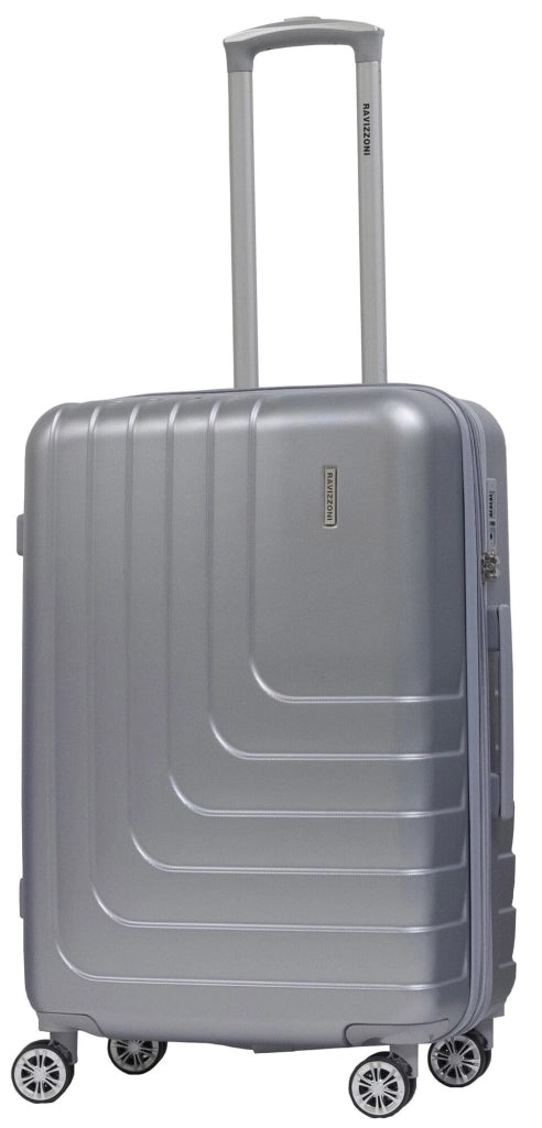 Set 3 Valigie Trolley Rigide in ABS 4 Ruote TSA Ravizzoni Titanio Silver