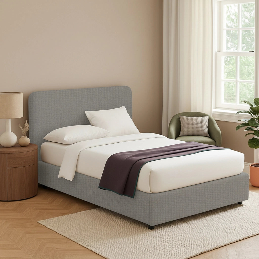 Bury, Letto Matrimoniale Sfoderabile Made in Italy, Grigio Cenere