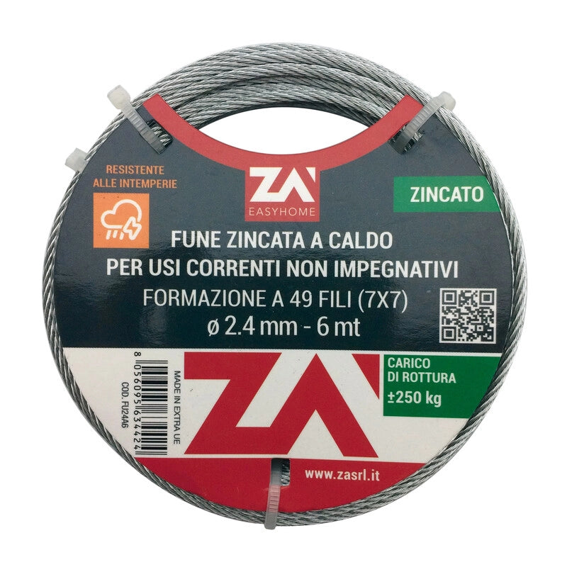 FUNE ACCIAIO ZINCATO 42F D 1,5 MM  25 M