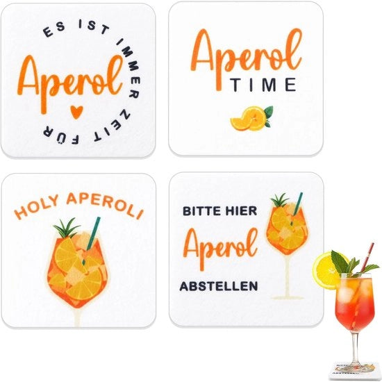 4 pezzi di supporti per Aperol in velluto, accessori per Aperol Spritz, decorazione da tavola elegante, colore arancione di Natale, supporti divertenti, per feste tematiche, carnevale, Mardi Gras e Natale
