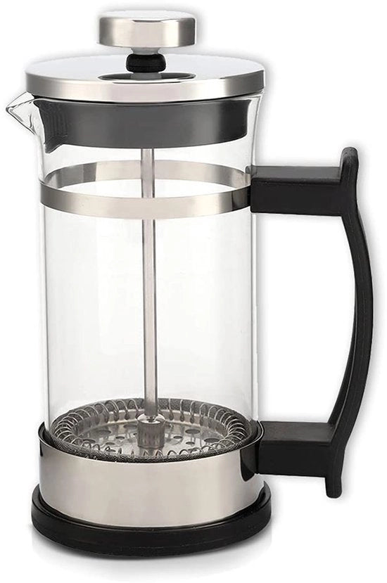 Moka per caffè a doppia filtrazione - materiale borosilicato - acciaio inossidabile - filtro efficace - maniglia a vite - caffettiera a stantuffo.