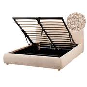 Letto matrimoniale con contenitore 140 x 200 cm bouclé beige stile minimalista