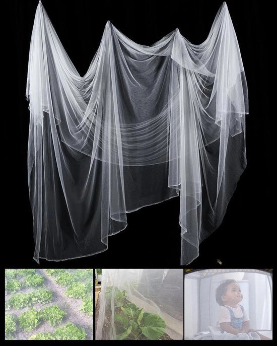 Rete di protezione esterno, tenda di protezione per interni, rete per terrazza, rete per uccelli, rete di protezione per giardino, adatto per giardino interno (2,4*4m) - Bianco - 2,4*4m