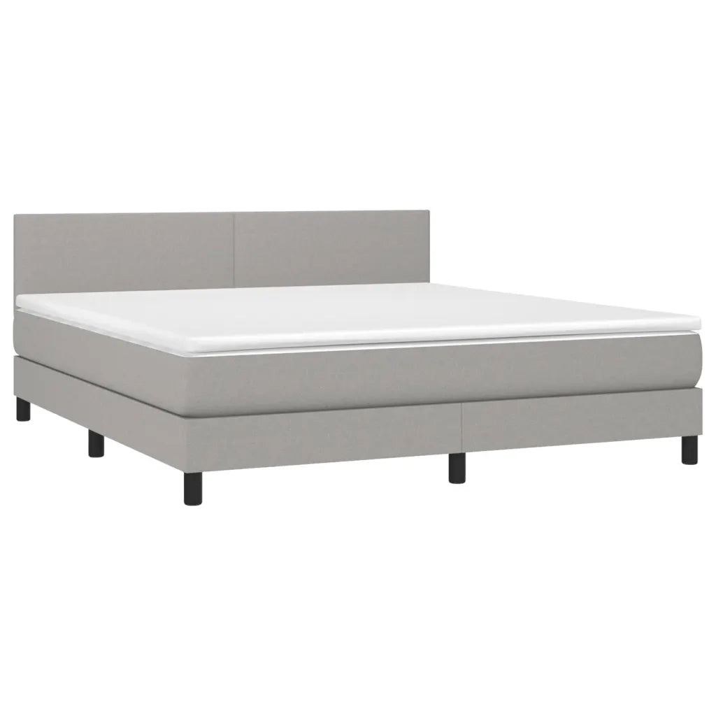 Letto a Molle Materasso e LED Grigio Chiaro 160x200 cm Tessuto 3133005