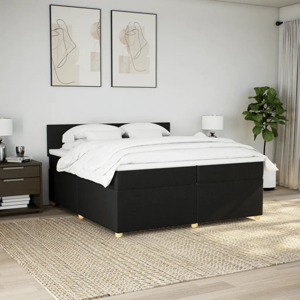 Giroletto a Molle con Materasso Nero 200x200 cm in Tessuto
