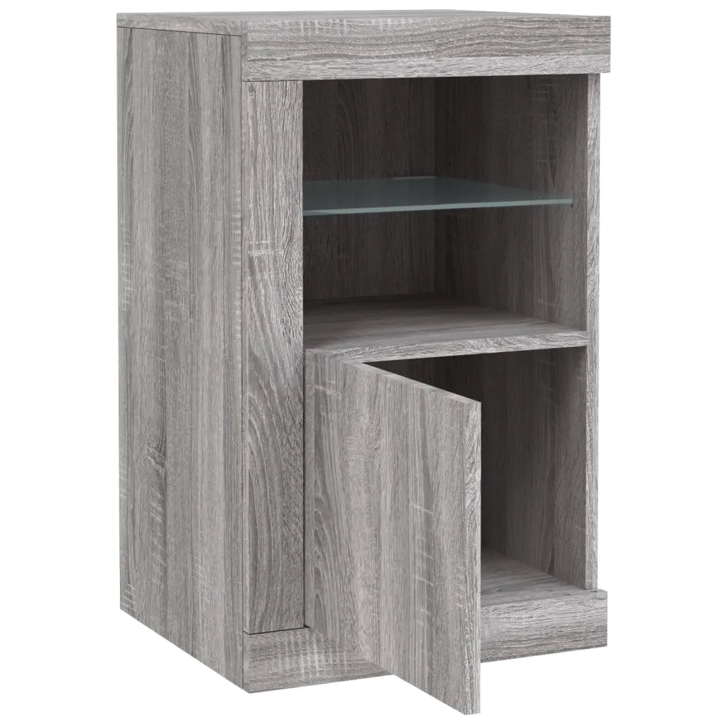 Armadietti con Luci LED 2pz Grigio Sonoma in Legno Multistrato 836641