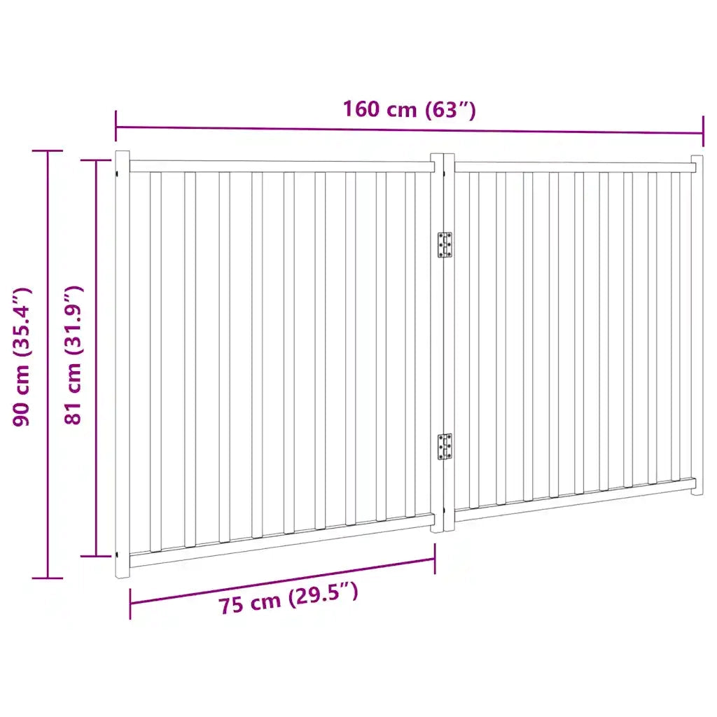 vidaXL Cancello per Cani Pieghevole 2 Pannelli 160 cm Massello Abete