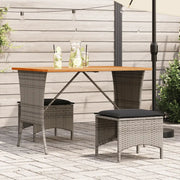 vidaXL Set da Pranzo da Giardino 3 pz con Cuscini in Polyrattan Grigio