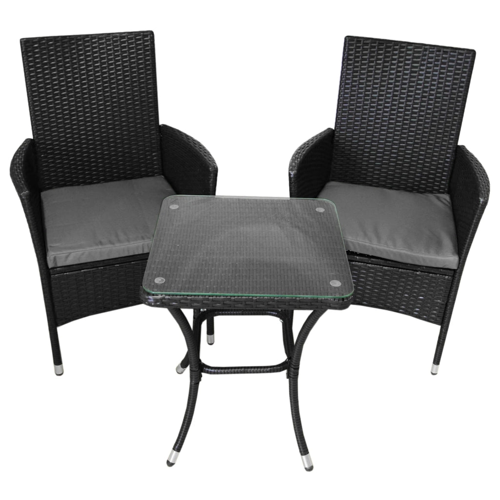 Set Bistro da Giardino in Rattan Jardí con Tavolo in Vetro e Copertura