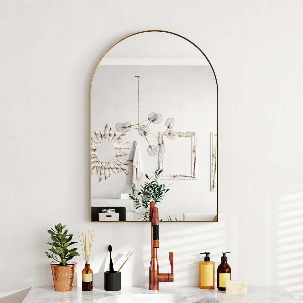 Specchio da bagno con cornice in alluminio ¨C zephmum ¨C oro 60x90 cm