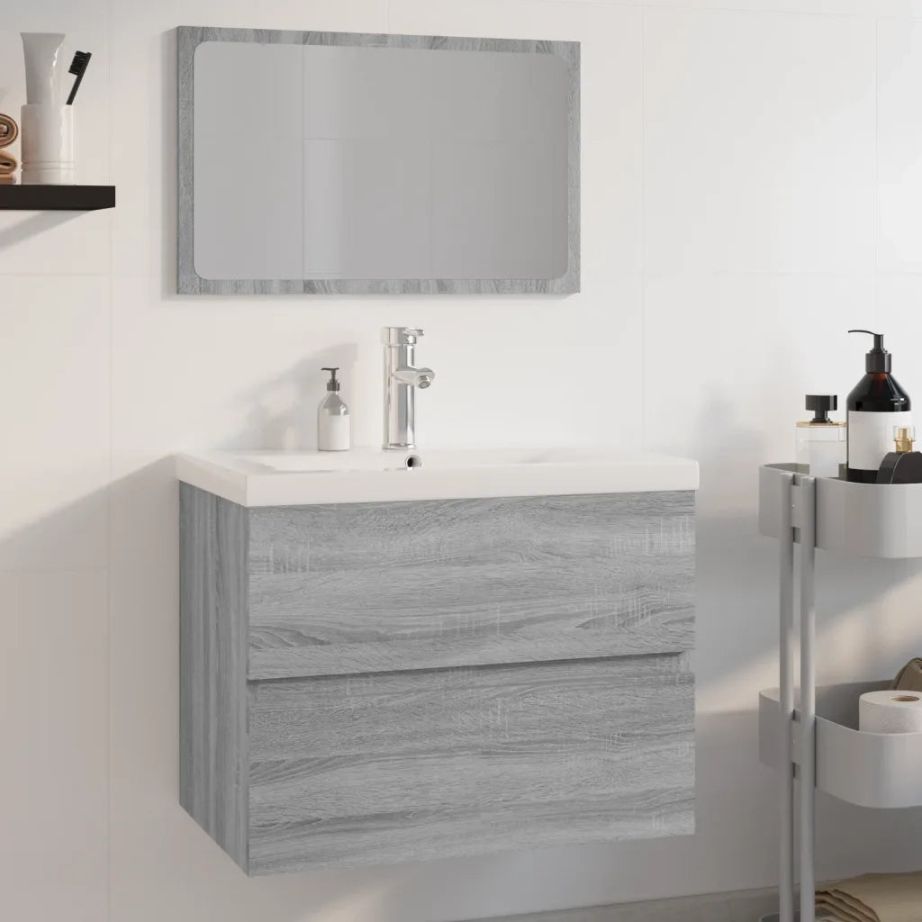 Set di Mobili da Bagno | Armadio da bagno Grigio Sonoma in Legno Multistrato