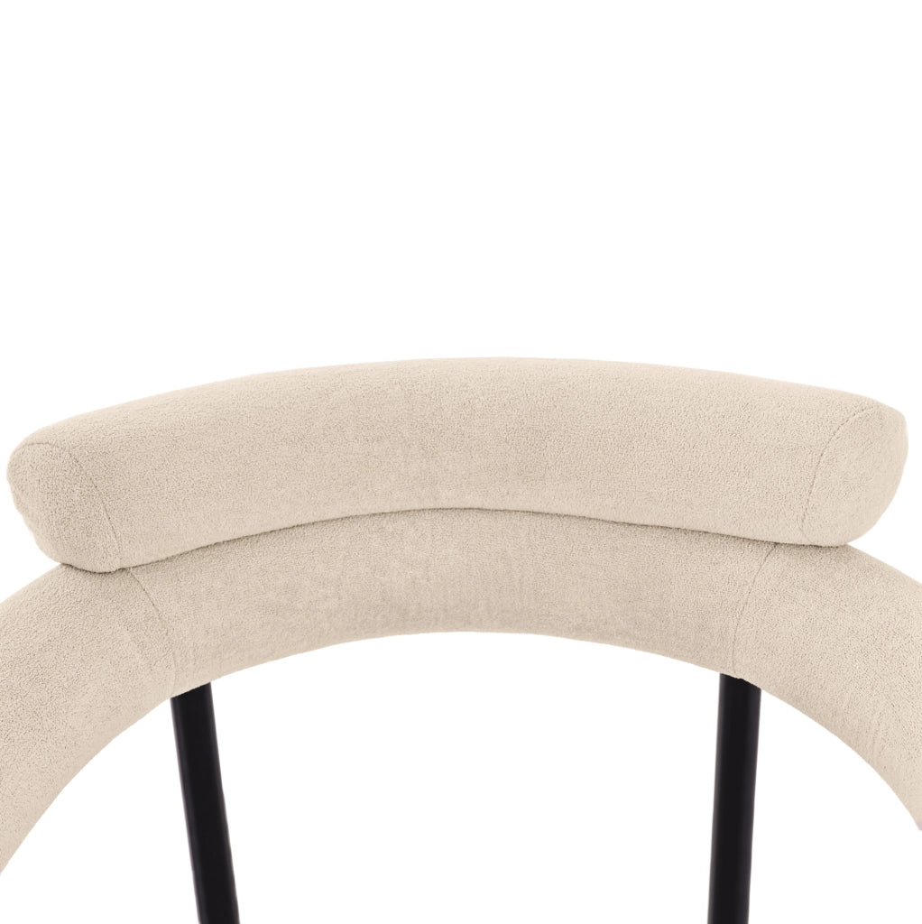 Poltroncina da pranzo beige con struttura in ferro