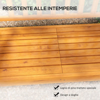 Panchina da Giardino 153x56x91 cm con Tavolino Centrale Sollevabile e Braccioli in Legno Marrone Chiaro