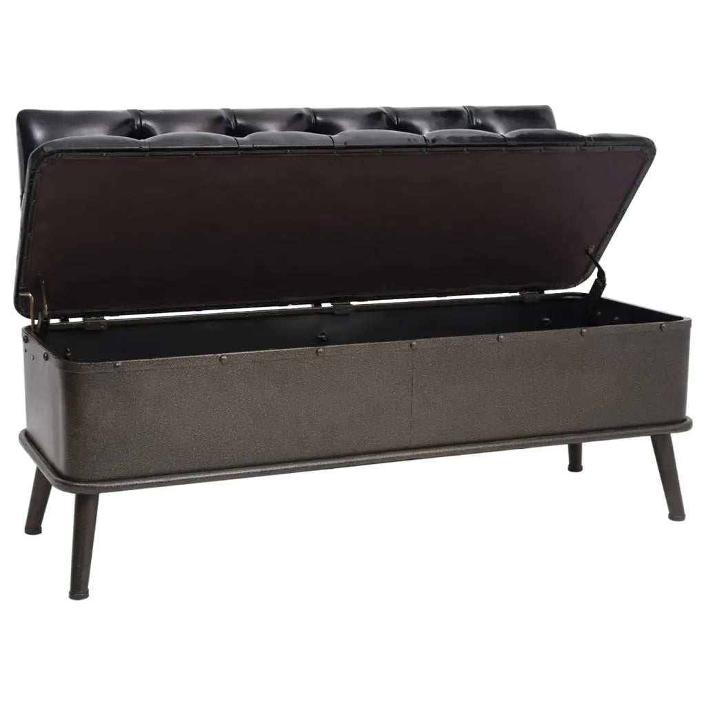 Cassapanca con Schienale-Baule-Armadietto contenitore 110 cm Nera in Similpelle