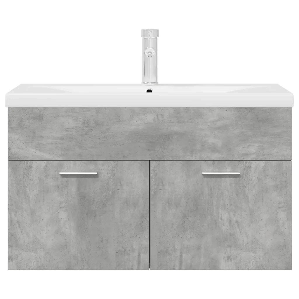 Mobile da Bagno con Lavabo Integrato e Rubinetto Grigio Cemento