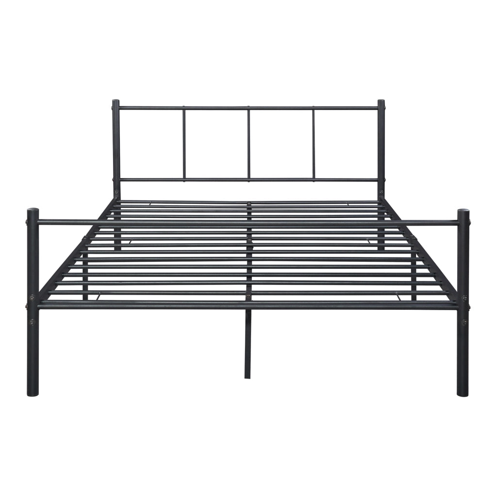 Letto Francese Laos 140x200 cm con Testiera e Pediera - Acciaio Nero [en.casa]