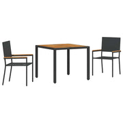 Set da Pranzo per Giardino 3 pz | Set Salotto da Giardino Nero polyrattan
