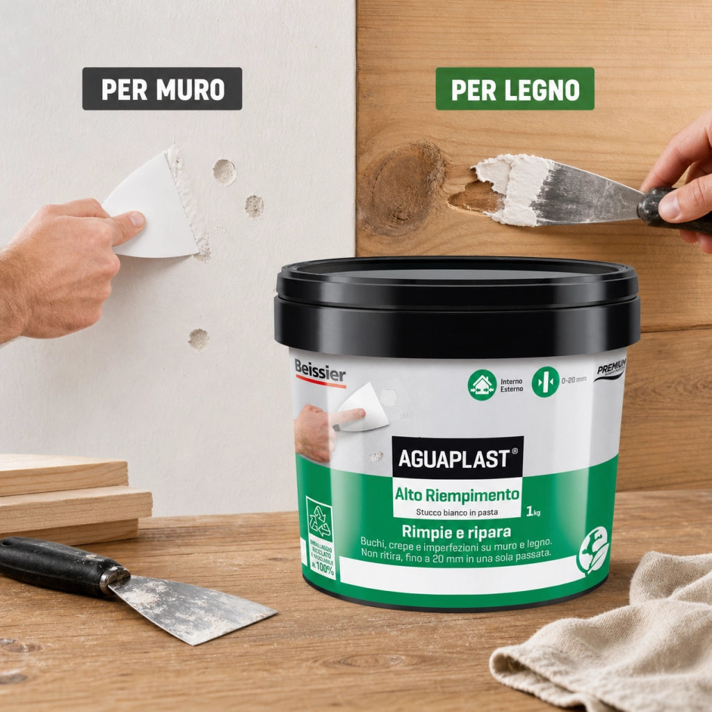 Aguaplast alto riempimento pasta stucco per muro e legno 1 kg