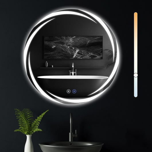 ZMH Specchio da bagno con illuminazione Specchio da bagno moderno rotondo IP44 con funzione touch