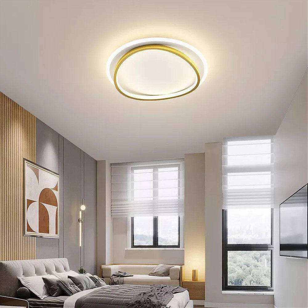 Trade Shop - Plafoniera Led 36w Cerchio Bianco Oro Moderno Soffitto Tonda Luce Naturale 71493 -