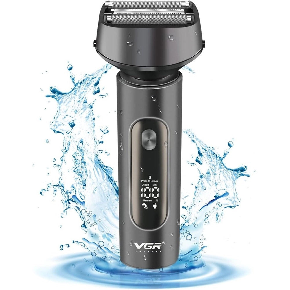 Trade Shop - Rasoio Elettrico Barba Trimmer Professionale Ricaricabile Ipx7 Lavabile Vgr V-381 -