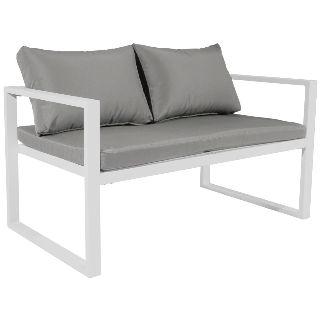 Set di mobili da giardino IBIZA in tessuto grigio 4 posti - alluminio bianco
