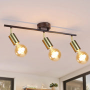 ZMH Faretto da soffitto retrò 3 luci E27 nero oro rotativi stile industriale moderno per cucine corridoi sale pranzo