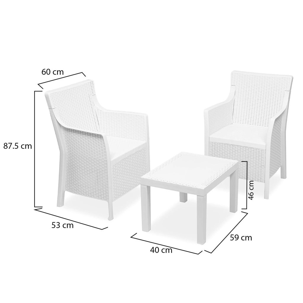 Salottino Outdoor Ben, set Salotto da Esterno 2 Posti Made in Italy, Bianco