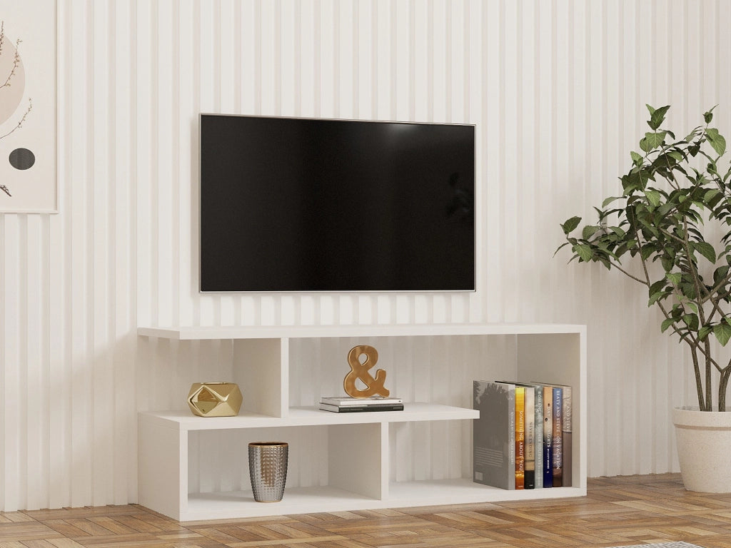 Mobile TV in legno "Cafu" - 100 x 29 x 40 cm - Bianco