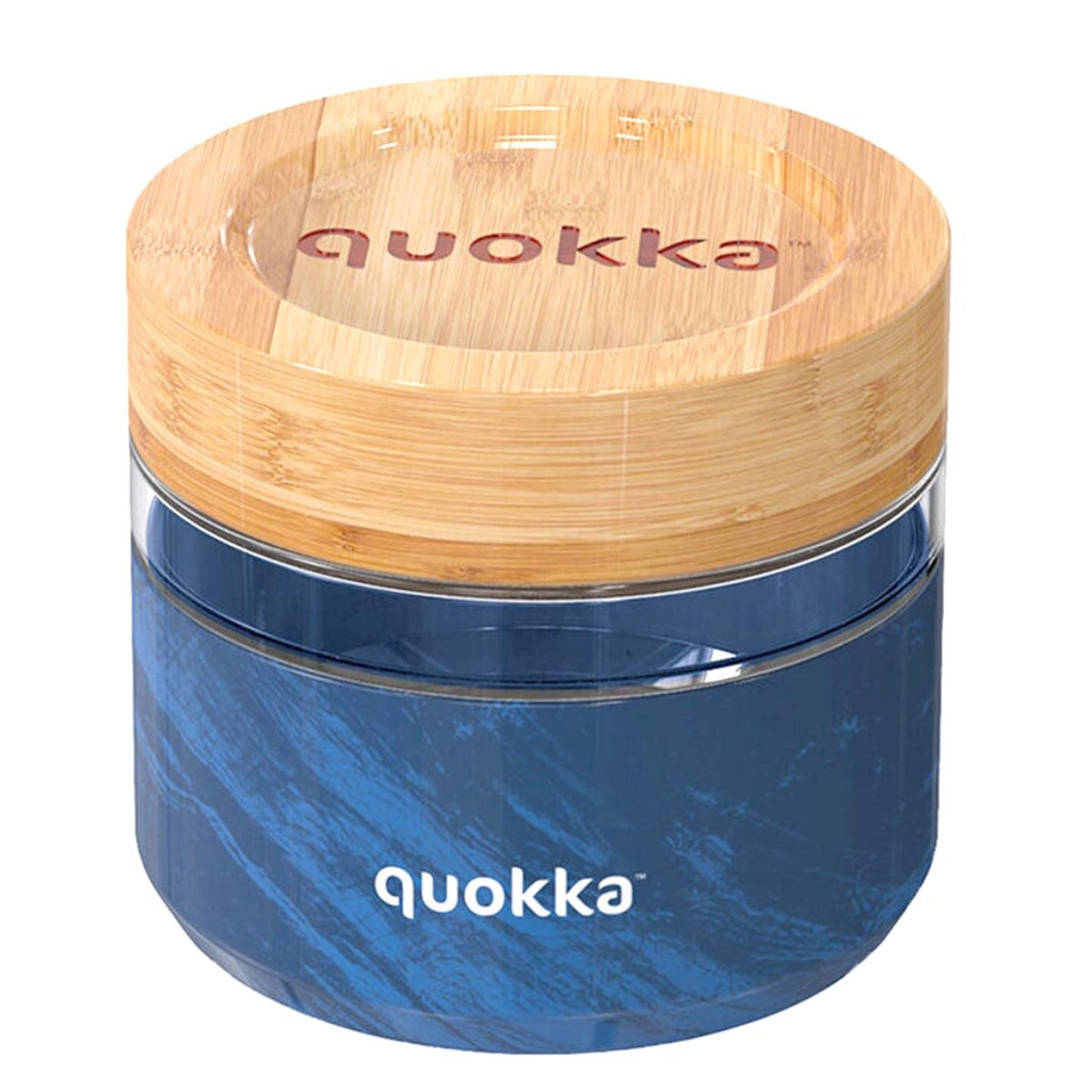 Contenitore Alimentare 500ml Decorazione Grana del Legno con Coperchio in Bambù Blu Quokka