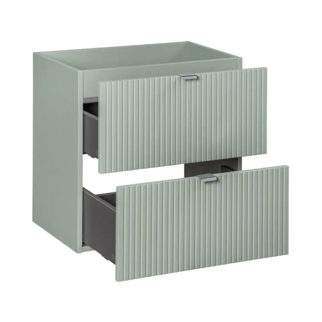 Set ELVINA 140cm: mobili sotto lavabo con cassetti e armadietti + piano per lavabo + due lavabi da appoggio marmorizzati